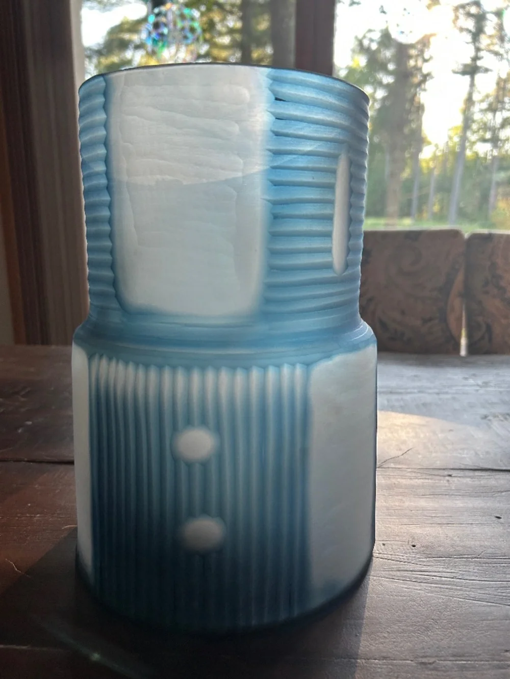 Cyan Design Blue Olmsted Frosted Glass Vase, NWT